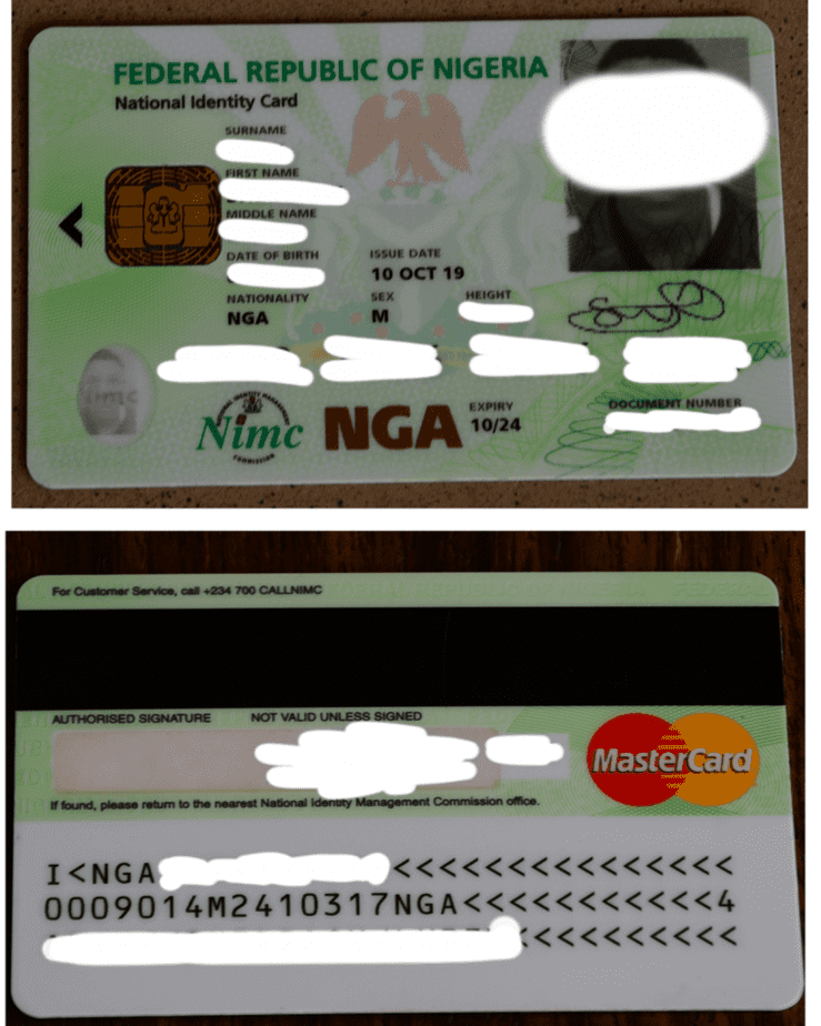 National identity card for AdSense verification