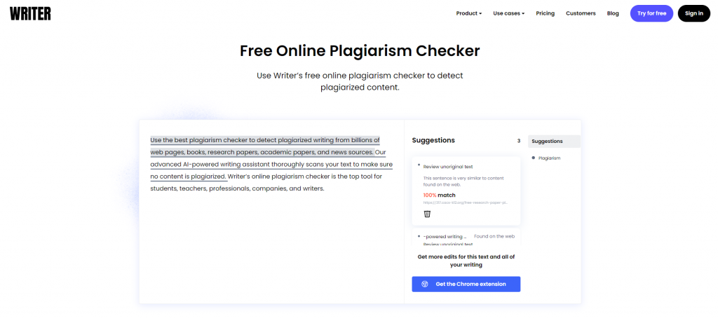 Writer.com plagiarism tool